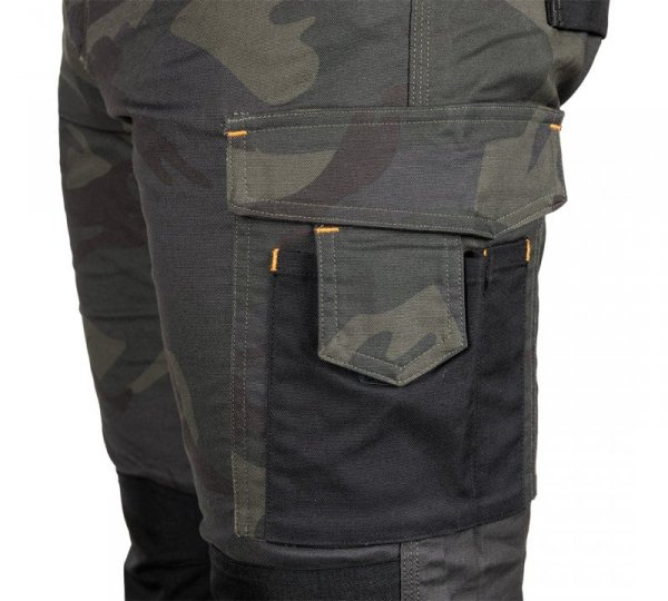 Spodnie robocze Mix&Match, Canvas, wzmocnienia z Cordury, zielone moro, rozmiar XS