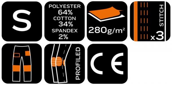 Spodnie robocze Mix&Match, Canvas, wzmocnienia z Cordury, szaro-czarne, rozmiar S