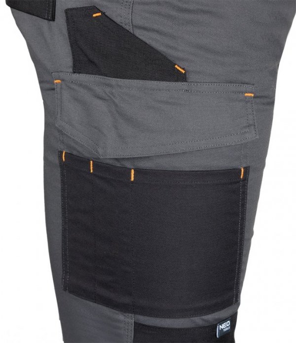Spodnie robocze Mix&Match, Canvas, wzmocnienia z Cordury, szaro-czarne, rozmiar L