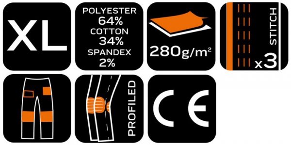 Spodnie robocze Mix&Match, Canvas, wzmocnienia z Cordury, szaro-czarne, rozmiar XL