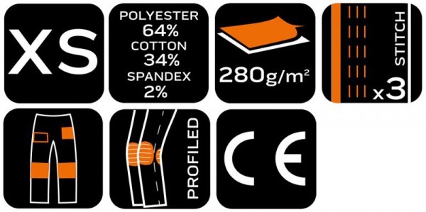 Spodnie robocze Mix&Match, Canvas, wzmocnienia z Cordury, beżowo-czarne, rozmiar XS