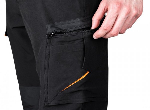 Spodnie robocze Mix&Match, 4 way stretch, czarno-pomarańczowe, rozmiar XXL