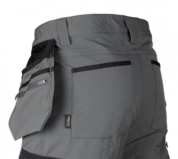 Spodnie robocze Mix&Match, 4 way stretch, z kaburami, Cordura, szaro-czarne, rozmiar XS