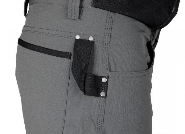 Spodnie robocze Mix&Match, 4 way stretch, z kaburami, Cordura, szaro-czarne, rozmiar S