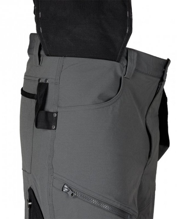 Spodnie robocze Mix&Match, 4 way stretch, z kaburami, Cordura, szaro-czarne, rozmiar S