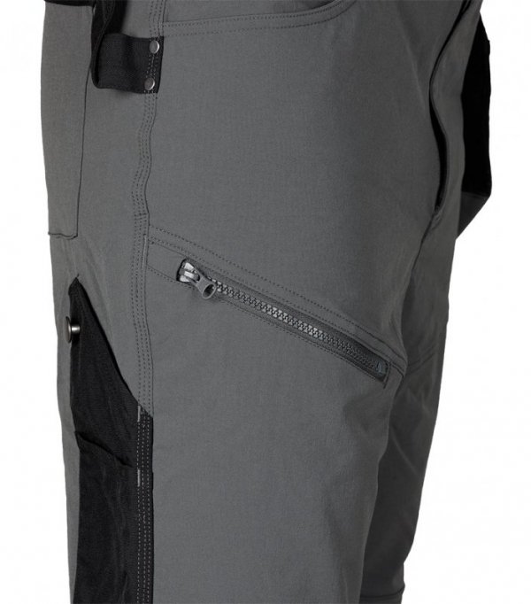 Spodnie robocze Mix&Match, 4 way stretch, z kaburami, Cordura, szaro-czarne, rozmiar XL