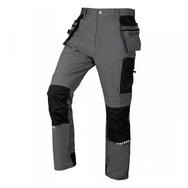 Spodnie robocze Mix&Match, 4 way stretch, z kaburami, Cordura, szaro-czarne, rozmiar XXXL