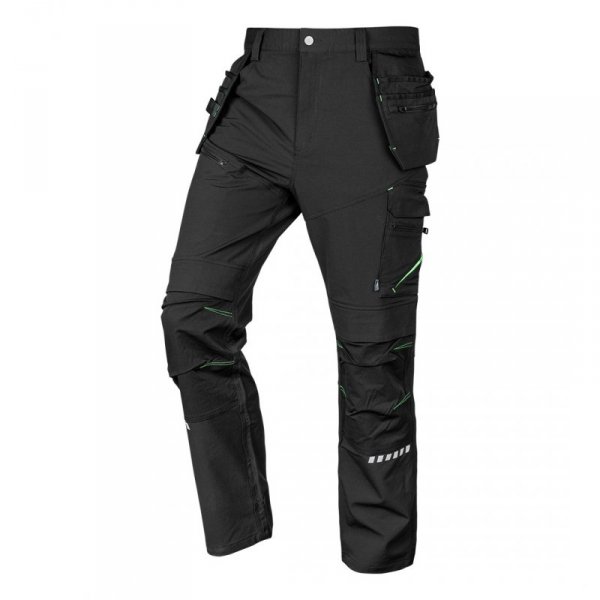 Spodnie robocze Mix&Match, 4 way stretch, z kaburami, Cordura, czarne, rozmiar XXXL
