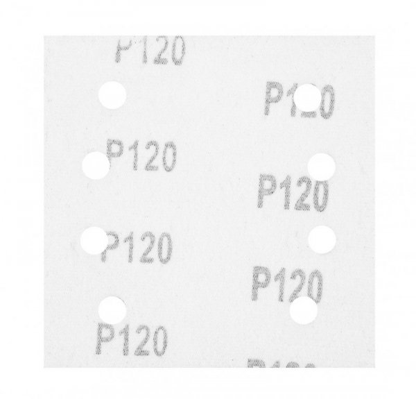 Papiery ścierne na rzep, kwadrat 113 x 113 mm, P120, 5 szt., z 8 otworami do 04-623