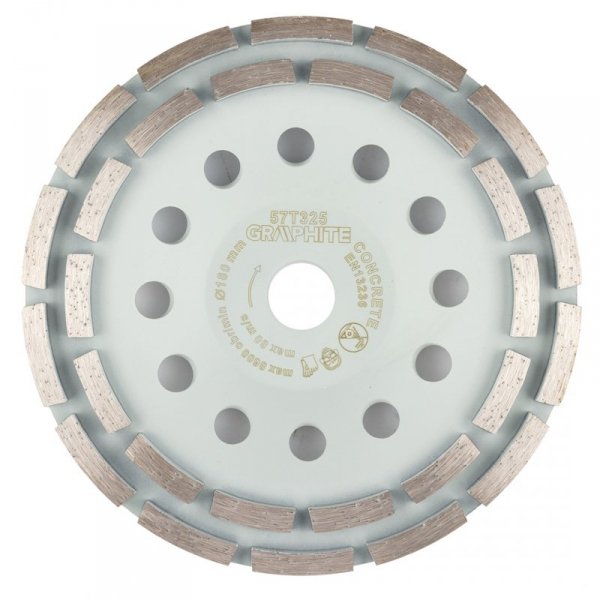 Tarcza diamentowa szlifierska, 2 segmenty, 180 x 22.2 mm, na sucho
