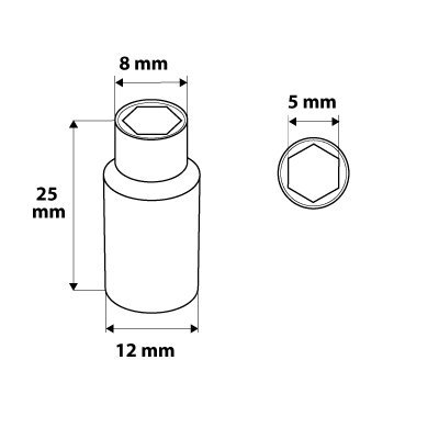 Nasadka sześciokątna 1/4&quot;, 5 mm, superlock