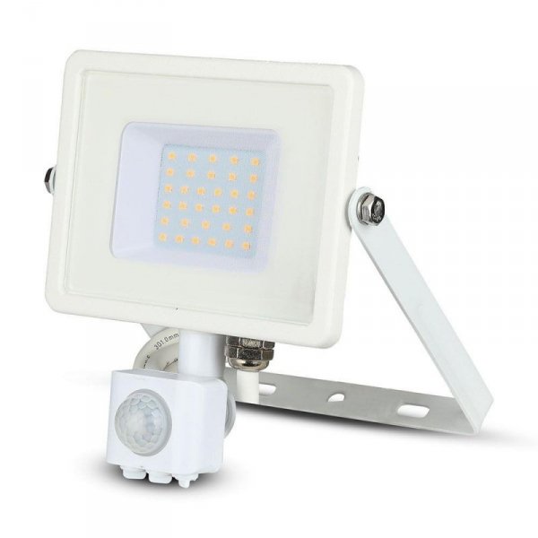 Projektor LED V-TAC 30W SAMSUNG CHIP Czujnik Ruchu Funkcja Cut-OFF Biały VT-30-S 6400K 2400lm 5 Lat Gwarancji