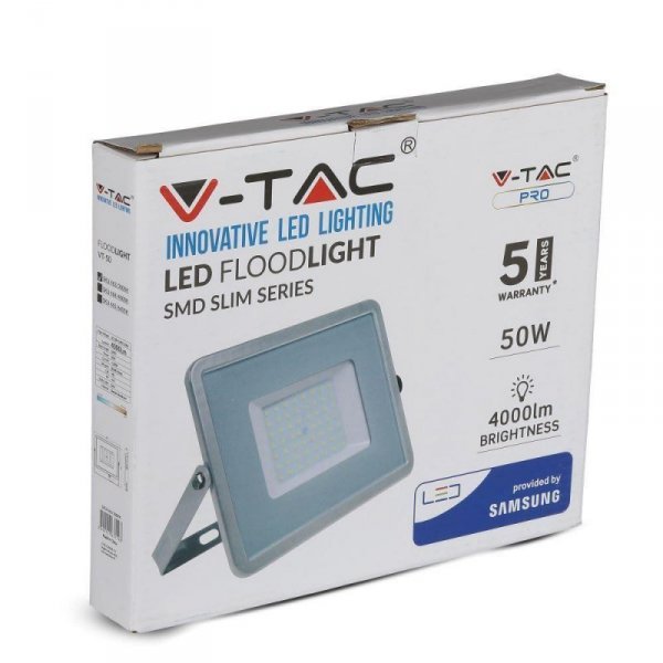 Projektor LED V-TAC 50W SAMSUNG CHIP Szary VT-50 4000K 4000lm 5 Lat Gwarancji