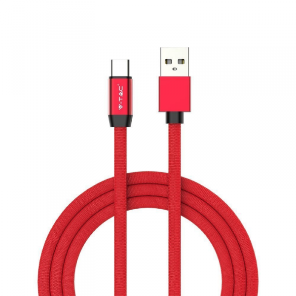 Przewód USB V-TAC Typ C 1M Czerwony Seria Złota VT-5342