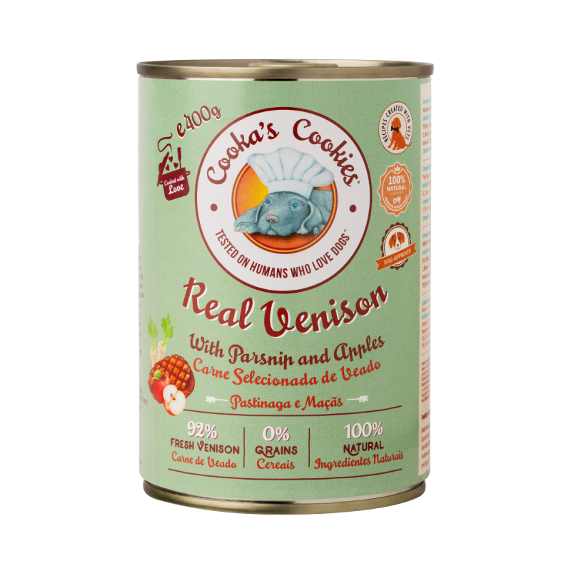 Cooka’s Cookies REAL VENISON Karma mokra dla psów z dziczyzną 400g x 6 szt.