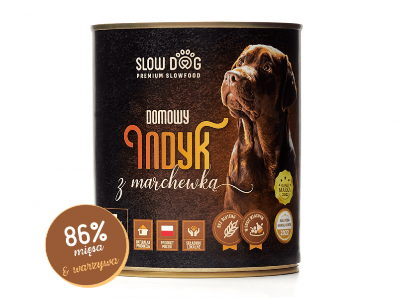 SLOW DOG Domowy indyk z marchewką 850g ZESTAW 6 szt. 