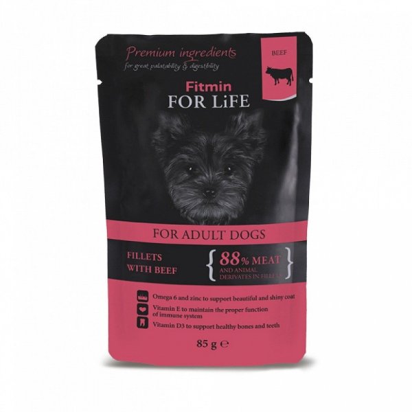 FITMIN dog For Life Adult Beef in Gravy 85g