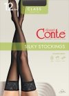 Ultracienkie pończochy Conte CLASS 12 den z ażurową koronką to synonim subtelności i elegancji.