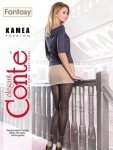 Czekoladowe rajstopy Conte KAMEA 50 DEN z fantazyjnym wzoremek i melanżową gumką