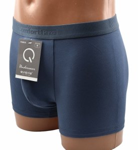 Niebieskie bambusowe bokserki męskie Comfort Pro–prążkowane, rozmiar L