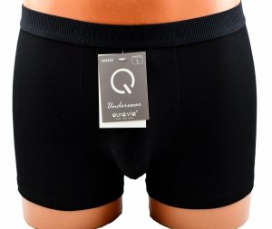 Czarne bambusowe bokserki prążkowane Aura.Via Comfort Pro, rozmiar 3XL