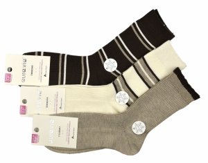 Damskie skarpety alpaka THERMO–trójpak z modnym wzorem w paski 35-38