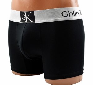 Bokserki męskie Aura.Via czarne z połyskującym pasem, rozmiar M