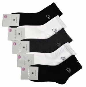 Bawełniane skarpety damskie z haftem kota i płaskim szwem–5 par 38-41