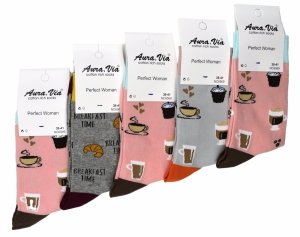 Kolekcja Skarpetkowe Przekąski–Dla Głodnych Stylu! 5 par Aura.via, skarpety bawełniane 35-38