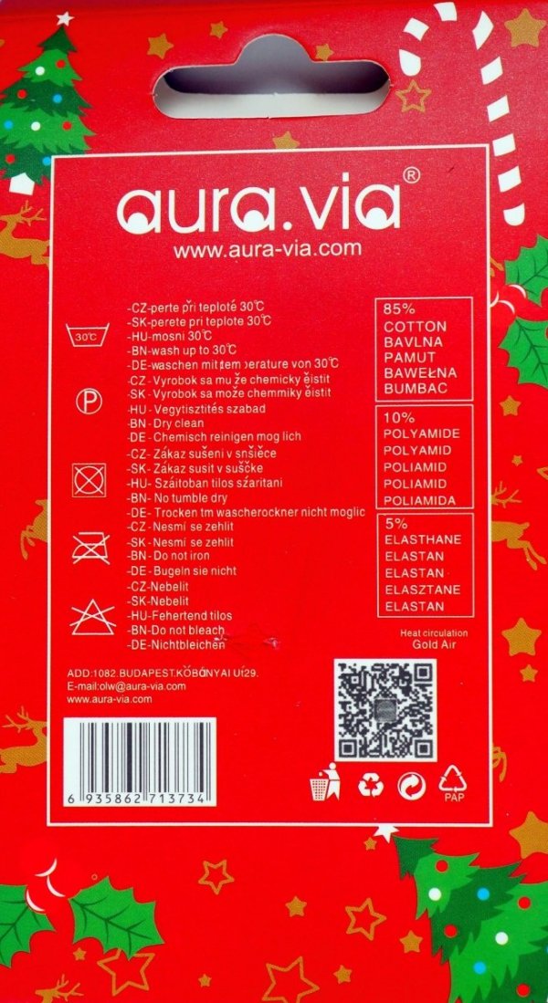 Metka. Skarpetki bawełniane, motyw świąteczny. Śmieszny wzór :) Wykonane w rozmiarze 39-42 firmy Aura.Via