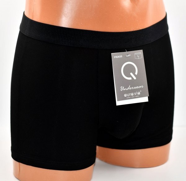 Czarne bambusowe bokserki prążkowane Aura.Via Comfort Pro, rozmiar 2XL