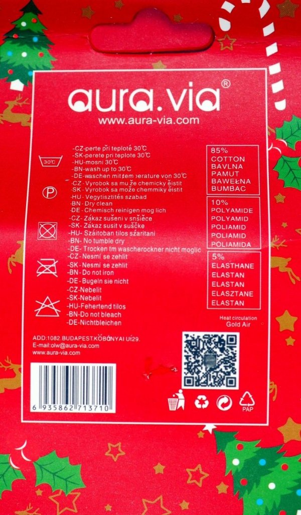 Metka. Skarpetki bawełniane, motyw świąteczny. Śmieszny wzór :) Wykonane w rozmiarze 43-46 firmy Aura.Via