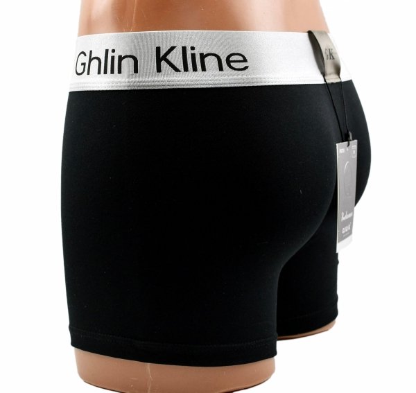 Bokserki męskie Aura.Via czarne z połyskującym pasem, rozmiar L