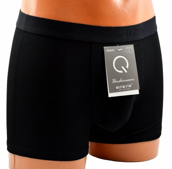 Czarne bambusowe bokserki prążkowane Aura.Via Comfort Pro, rozmiar L