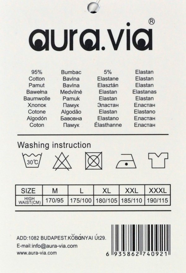 Bokserki męskie Aura.Via PERSIST–szare,bawełniane,srebrny pas z żółtą lamówką,3XL