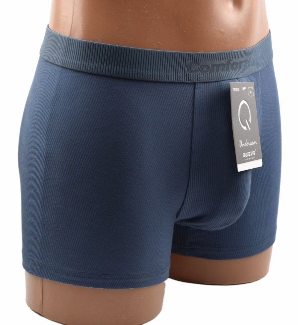 Niebieskie bambusowe bokserki męskie Comfort Pro–prążkowane, rozmiar XL