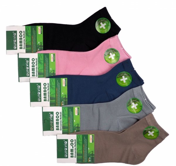 Zestaw 5 skarpet stopek 3/4 bambusowych rozmiar 38-41 w kolorze różowym, czarnym, szarym, granatowym i brązowym. Model  NNZ1703