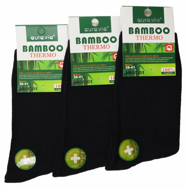 Ciepłe skarpety bambusowe Aura.via BAMBOO THERMO – oddychające, higieniczne, antybakteryjne. Doskonałe na zimniejsze dni dzięki technologii Gold Air. Wygoda i komfort na co dzień.