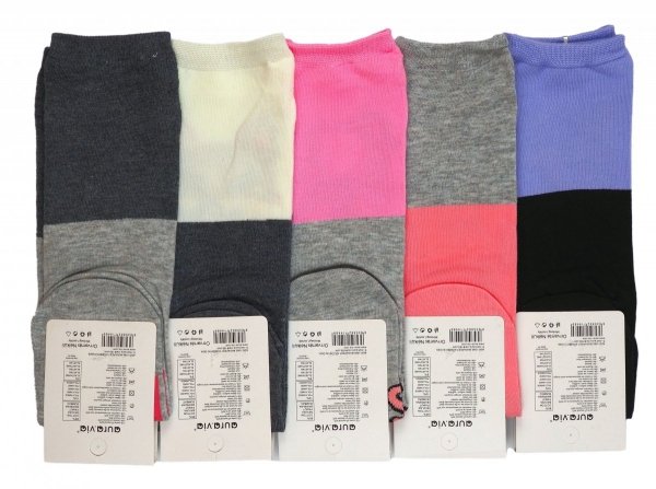 Podkolanówki bawełniane dziewczęce. Motyw Kolorowe kotki.  Zestaw 5 par w rozmiarze 28-31 firmy Aura.via