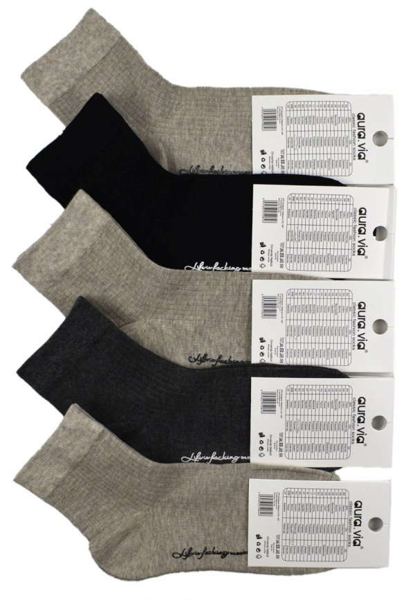 Damskie skarpetki Cotton Rich z prążkowaną dzianiną i dekoracyjnym haftem „lifehacking mission”. Stylowy akcent i komfort w jednym – zestaw pięciu par na co dzień.