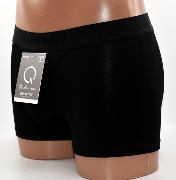 Auravia Cotton In–czarne bokserki męskie 95% bawełny, komfort, rozmiar 3XL