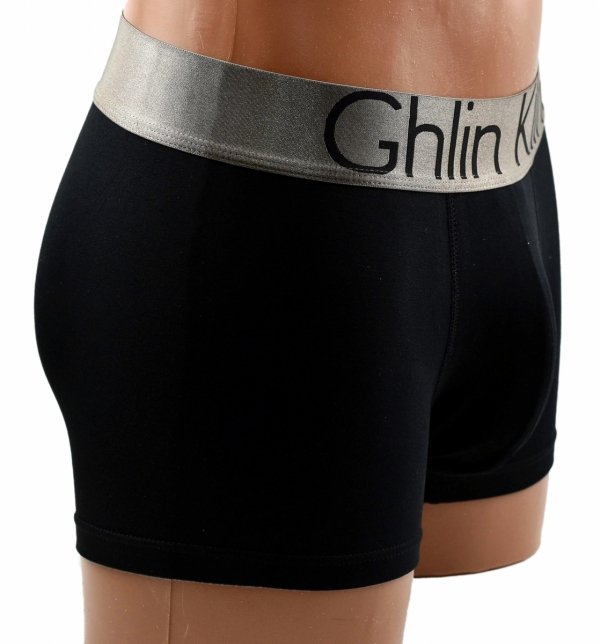 Bokserki Aura.Via w kolorze czarnym z połyskującą gumką Ghlin Kline to symbol nowoczesnego stylu.