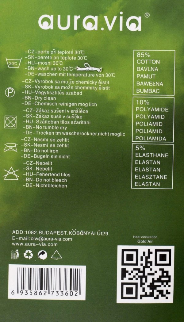 85% bawełna, 10% elastan, 5% poliamid