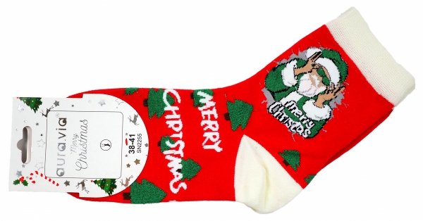 Wybierz humor i wygodę – skarpety z reniferem i Mikołajem. Wygoda przez cały dzień 35-38