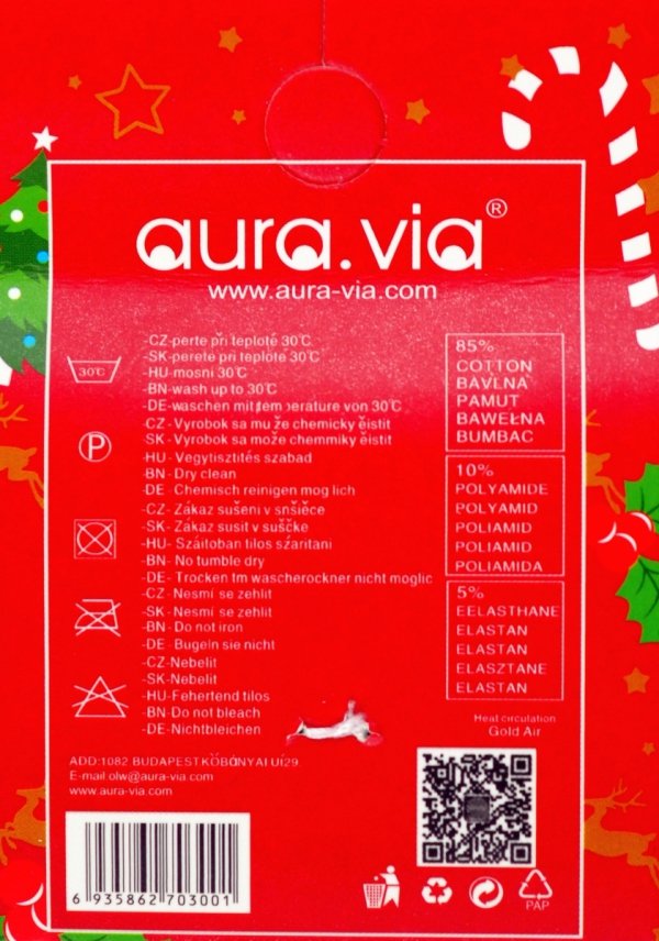 Skarpety świąteczne 28-31 AuraVia,skarpetki gwiazdka unisex mikołaj prezent