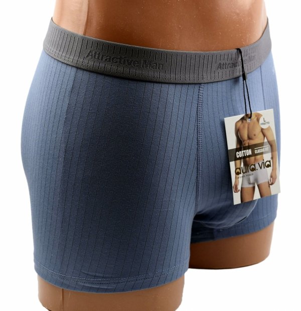 Auravia–niebieskie prążkowane bokserki męskie, 95% bawełny, rozmiar 2XL