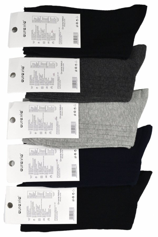 Męskie skarpetki bawełniane Aura.Via – zestaw 5 par w neutralnych kolorach. Miękkie, elastyczne i stylowe.