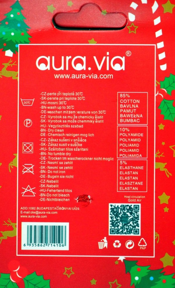 Skarpety świąteczne 35-38 AuraVia,skarpetki gwiazdka unisex mikołaj prezent