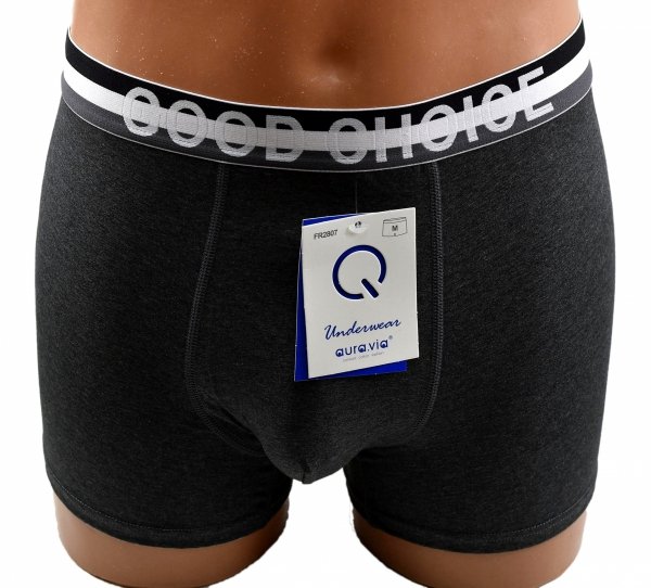 Aura.Via – ciemnoszare bokserki męskie z szeroką gumką GOOD CHOICE, rozmiar 3XL