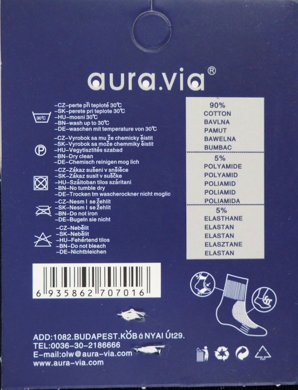 Metka. Bawełniane skarpety AuraVia męskie rozmiar 43-46